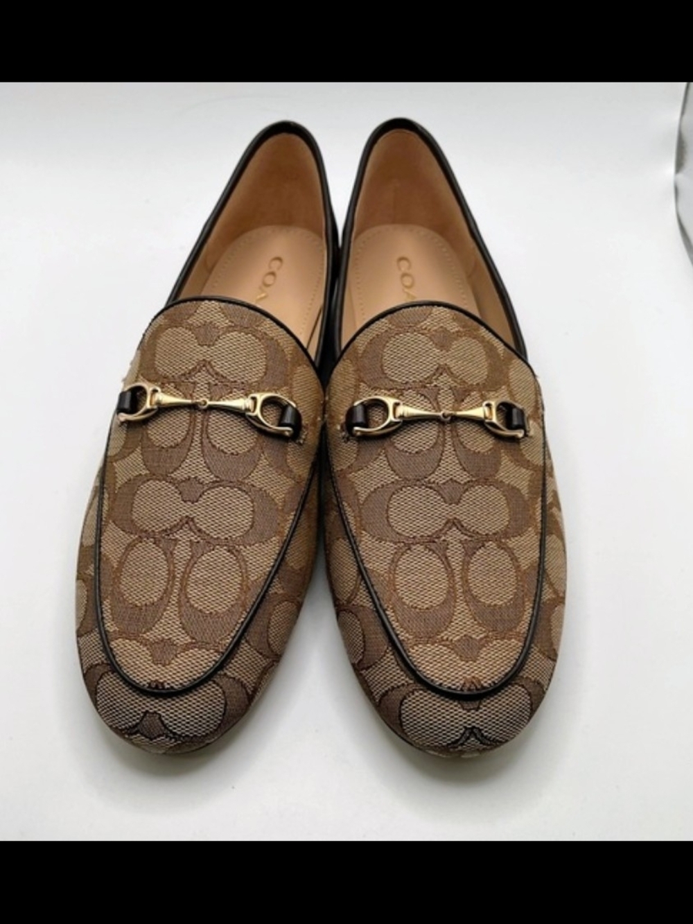 Coach Brown Signature Canvas Horsebit Loafers
